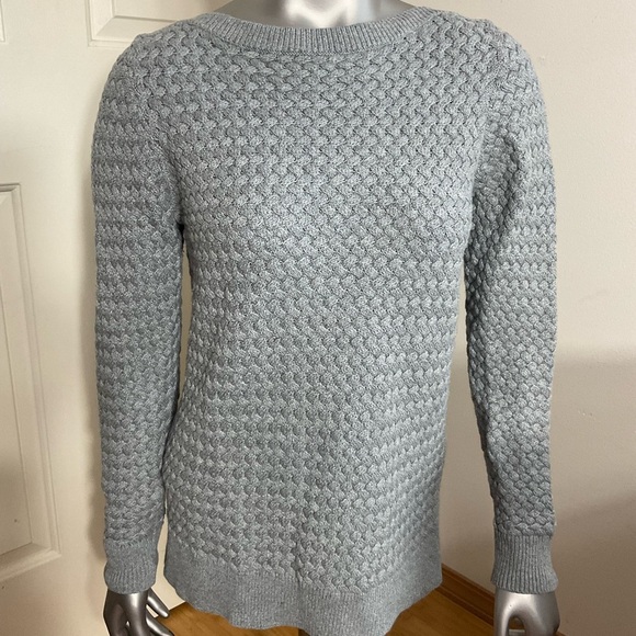 LL Bean Women Sweater Size Xsmall Cotton Long Sleeve Pullover Basket Weave Gray - Picture 4 of 10